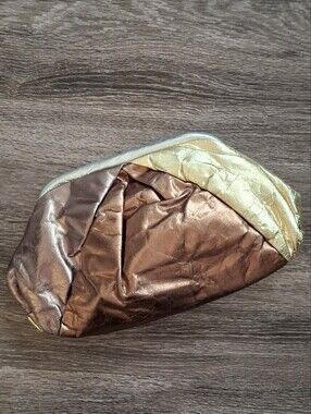 Vintage Atalla Metallic Bronze Copper, Silver and Gold Clutch Shoulder Strap